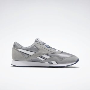 Reebok Classic Nylon Turnschuhe Herren - Platin/Blau - DE 619-YWA